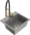 Mexen Milo, 1 kamrás gránit mosogató 435x410x171 mm és Aster mosogató csaptelep, szürke, 6505-71-73450-57-G (6505-71-73450-57-G)