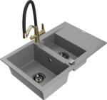 Mexen Gaspar, gránit mosogató 737x475x177 mm, 1, 5 kamrás és Duo mosogató csaptelep, szürke, 6507-71-671701-57-B (6507-71-671701-57-B)