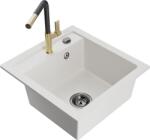Mexen Vito, 1 kamrás gránit mosogató 490x520x210 mm és Flora mosogató csaptelep, fehér, 6503-20-670401-57-B (6503-20-670401-57-B)