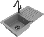 Mexen Pablo, 1 kamrás gránit mosogató 752x436x161 mm és Flora mosogató csaptelep, szürke, 6510-71-670401-70-B (6510-71-670401-70-B)