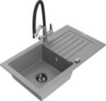 Mexen Pablo, gránit mosogató 752x436x161 mm, 1 kamrás és Duo mosogató csaptelep, szürke, 6510-71-671701-07-B (6510-71-671701-07-B)