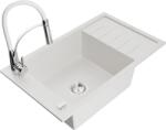 Mexen Elias, 1 kamrás gránit mosogató 795x480x200 mm és Aster mosogató csaptelep, fehér, 6511-20-73450-02 (6511-20-73450-02)