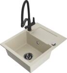Mexen Enzo, gránit mosogató 576x465x174 mm, 1 kamrás és Duo mosogató csaptelep, bézs, 6506-69-671701-70-B (6506-69-671701-70-B)