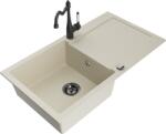 Mexen Leo, gránit mosogató 900x500x190 mm, 1 kamrás és mosogató csaptelep Carla, bézs, 6501-69-670700-70 (6501-69-670700-70)
