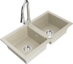 Mexen Mario, 2 kamrás gránit mosogató 820x436x161 mm és Elia mosogató csaptelep, bézs, 6504-69-670101-00 (6504-69-670101-00)
