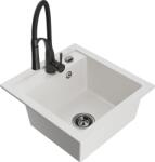 Mexen Vito, 1 kamrás gránit mosogató 490x520x210 mm és Aster mosogató csaptelep, fehér, 6503-20-73450-70-B (6503-20-73450-70-B)