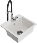 Mexen Milo, 1 kamrás gránit mosogató 435x410x171 mm és Aster mosogató csaptelep, fehér, 6505-20-73450-07-B (6505-20-73450-07-B)