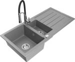 Mexen Andres, 1, 5 kamrás gránit mosogató 1000x500x200 mm és Aster mosogató csaptelep, szürke, 6515-71-73450-07 (6515-71-73450-07)