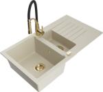 Mexen Matias, gránit mosogató 900x505x200 mm, 1, 5 kamrás és Aster mosogató csaptelep, bézs, 6502-69-73450-57-G (6502-69-73450-57-G)