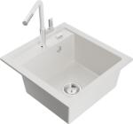 Mexen Vito, 1 kamrás gránit mosogató 490x520x210 mm és Flora mosogató csaptelep, fehér, 6503-20-670401-02 (6503-20-670401-02)