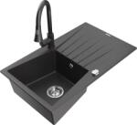 Mexen Cesar, 1 kamrás gránit mosogató 775x470x190 mm és Elia mosogató csaptelep, fekete foltos, 6514-76-670101-76 (6514-76-670101-76)