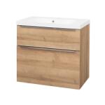 Mereo Mereo, Mereo Mailo, fürdőszobaszekrény öntött márvány mosdóval 81 cm, Riviera tölgyfa, króm fogantyú, MER-CN521M (MER-CN521M)