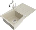 Mexen Cesar, 1 kamrás gránit mosogató 775x470x190 mm és mosogató csaptelep Carla, bézs, 6514-69-670700-00 (6514-69-670700-00)
