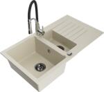 Mexen Matias, gránit mosogató 900x505x200 mm, 1, 5 kamrás és Aster mosogató csaptelep, bézs, 6502-69-73450-07-B (6502-69-73450-07-B)