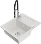 Mexen Enzo, 1 kamrás gránit mosogató 576x465x174 mm és Aster mosogató csaptelep, fehér, 6506-20-73450-07 (6506-20-73450-07)