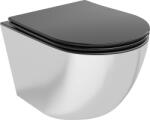 Mexen Lena, függő wc csésze 480x360x355 mm, lassan süllyedő ülőfelülettel, fekete matt - ezüst, 30224074 (30224074)