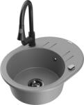 Mexen Kevin, 1 kamrás gránit mosogató 586x458x190 mm és Elia mosogató csaptelep, szürke, 6517-71-670101-70-B (6517-71-670101-70-B)