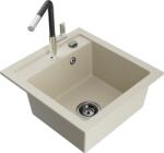 Mexen Vito, 1 kamrás gránit mosogató 490x520x210 mm és Flora mosogató csaptelep, bézs, 6503-69-670401-07-B (6503-69-670401-07-B)