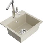Mexen Milo, 1 kamrás gránit mosogató 435x410x171 mm és Flora mosogató csaptelep, bézs, 6505-69-670401-00 (6505-69-670401-00)