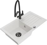 Mexen Pablo, gránit mosogató 752x436x161 mm, 1 kamrás és Duo mosogató csaptelep, fehér, 6510-20-671701-70-B (6510-20-671701-70-B)