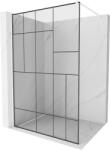 Mexen Kioto, Walk-In zuhany paraván 100 x 200 cm, 8mm üveg tiszta / fekete mintás, fehér profil, 800-100-101-20-78 (800-100-101-20-78)