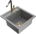 Mexen Vito, 1 kamrás gránit mosogató 490x520x210 mm és Flora mosogató csaptelep, szürke, 6503-71-670401-57-G (6503-71-670401-57-G)