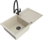 Mexen Leo, 1 kamrás gránit mosogató 900x500x190 mm és Duo mosogató csaptelep, bézs, 6501-69-671701-70-B (6501-69-671701-70-B)