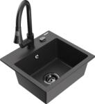 Mexen Milo, 1 kamrás gránit mosogató 435x410x171 mm és Elia mosogató csaptelep, fekete foltos, 6505-76-670101-70-B (6505-76-670101-70-B)