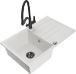 Mexen Bruno, 1 kamrás gránit mosogató 795x495x200 mm és Duo mosogató csaptelep, fehér, 6513-20-671701-70-B (6513-20-671701-70-B)