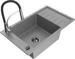 Mexen Elias, 1 kamrás gránit mosogató 795x480x200 mm és Aster mosogató csaptelep, szürke, 6511-71-73450-07-B (6511-71-73450-07-B)