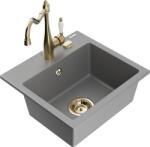 Mexen Milo, gránit mosogató 435x410x171 mm, 1 kamrás és mosogató csaptelep Carla, szürke, 6505-71-670700-50 (6505-71-670700-50)