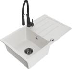 Mexen Bruno, 1 kamrás gránit mosogató 795x495x200 mm és Aster mosogató csaptelep, fehér, 6513-20-73450-70-B (6513-20-73450-70-B)