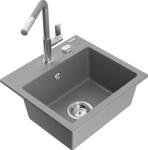 Mexen Milo, 1 kamrás gránit mosogató 435x410x171 mm és Flora mosogató csaptelep, szürke, 6505-71-670401-06 (6505-71-670401-06)