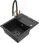 Mexen Enzo, gránit mosogató 576x465x174 mm, 1 kamrás és Duo mosogató csaptelep, fekete-ezüst metál, 6506-73-671701-57-B (6506-73-671701-57-B)