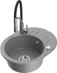 Mexen Kevin, 1 kamrás gránit mosogató 586x458x190 mm és Aster mosogató csaptelep, szürke, 6517-71-73450-07 (6517-71-73450-07)