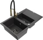Mexen Gaspar, 1, 5 kamrás gránit mosogató 737x475x177 mm és Aster mosogató csaptelep, fekete pettyes, 6507-76-73450-57-B (6507-76-73450-57-B)