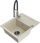 Mexen Enzo, 1 kamrás gránit mosogató 576x465x174 mm és Aster mosogató csaptelep, bézs, 6506-69-73450-07-B (6506-69-73450-07-B)