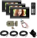 MMD Kit VideoInterfon Smart Mentor SYKT009 WiFi 3xMonitor Interfon Yala acces 3 locatii 7" HD 1.3MP MicroSD InfraRed Senzor de miscare (MMDSYKT009-83493)