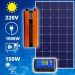  220V/12V napelem rendszer 150W panel 1000W inverter + töltésvezérlő (PD-2514)
