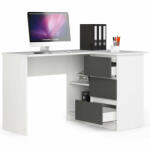  Sarok íróasztal - Akord Furniture - 124 cm - fehér / szürke (5907504383996)