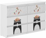  Ifjúsági 6 fiókos Komód 120cm - Indián medve - fehér