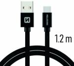 SWISSTEN Adatkábel Swissten textil USB-C konnektorral és gyorstöltés támogatással 1, 2 m, fekete (71521201)