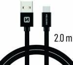 SWISSTEN Adatkábel Swissten textil USB-C konnektorral és gyorstöltés támogatással 2 m, fekete (71521301)