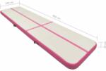 vidaXL rózsaszín PVC felfújható tornamatrac pumpával 800 x 100 x 20 cm (92691) - pepita