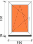  60×90 Bukó-nyíló műanyag ablak 3 rétegű üveggel (2518)