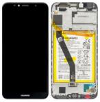 Huawei Y6p, Honor 9A Előlap keret+LCD Kijelző+Érintőüveg+Akkumulátor, Fekete, Black (02353LKV) Service Pack