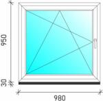  100×100 Bukó-nyíló műanyag ablak (2522)