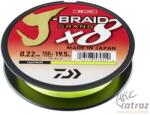 Daiwa J-Braid X8 Grand Chartreuse Fonott Pergető Zsinór - 135 méter 0, 28 mm