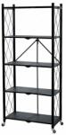 Magic home Raft depozitare, MagicHome, metalic, pliabil, pe roti, 5 polite, negru, max 250 kg, 72x34x163 cm (2211633) - artool Raft