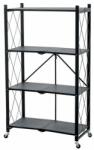 Magic home Raft depozitare, MagicHome, metalic, pliabil, pe roti, 4 polite, negru, max 200 kg, 72x34x127 cm (2211632) - artool Raft